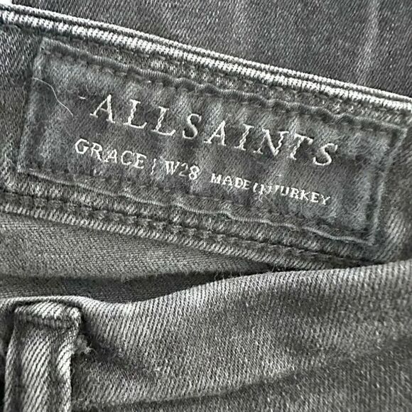 ALL SAINTS | Grace Ankle Frayed Jeans Weathered Black Skinny Distressed | 28 / 6 - Picture 4 of 7